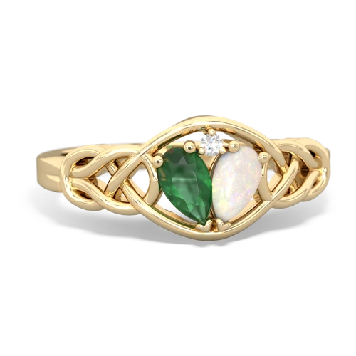 Emerald Genuine Emerald with Genuine Opal Celtic Love Knot ring Ring