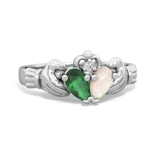 Emerald Genuine Emerald with Genuine Opal Claddagh ring Ring