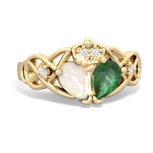 Emerald Genuine Emerald with Genuine Opal Two Stone Claddagh ring Ring
