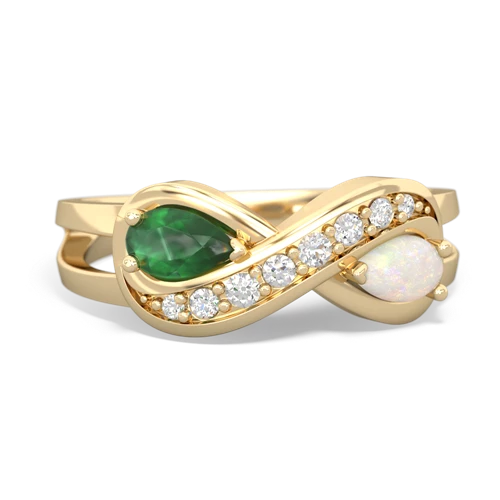 Emerald Genuine Emerald with Genuine Opal Diamond Infinity ring Ring