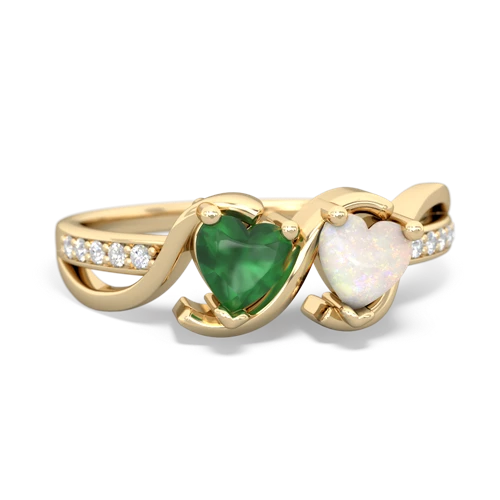 Emerald Genuine Emerald with Genuine Opal Side by Side ring Ring
