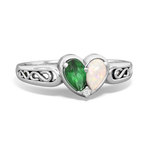 emerald-opal filligree ring