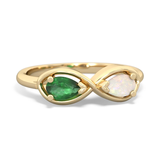 Emerald Genuine Emerald with Genuine Opal Infinity ring Ring