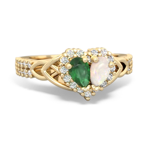 Emerald Genuine Emerald with Genuine Opal Celtic Knot Engagement ring Ring