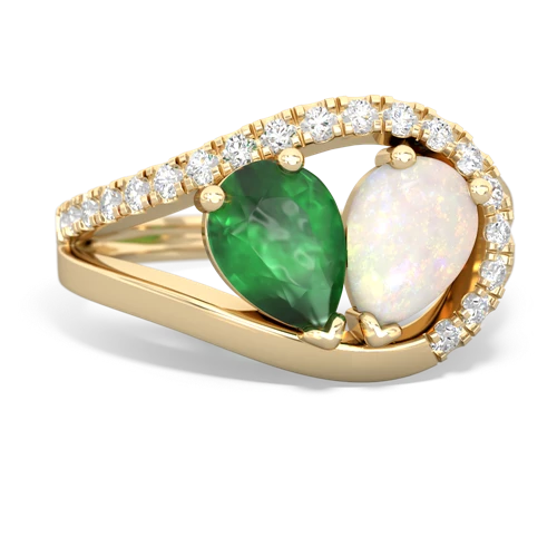 Emerald Genuine Emerald with Genuine Opal Nestled Heart Keepsake ring Ring