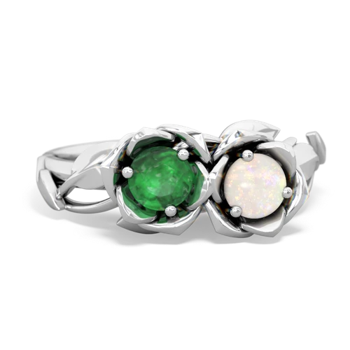 emerald-opal roses ring