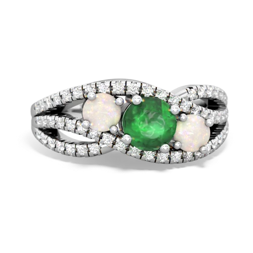 emerald-opal three stone pave ring
