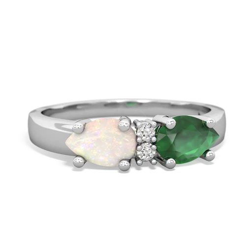 Emerald Genuine Emerald with Genuine Opal Pear Bowtie ring Ring