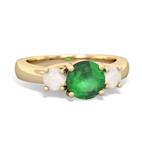 Emerald Genuine Emerald with Genuine Opal and  Three Stone Trellis ring Ring