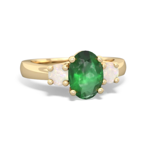 Emerald Genuine Emerald with Genuine Opal Three Stone Trellis ring Ring