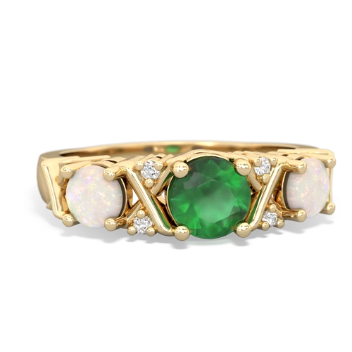 Emerald Genuine Emerald with Genuine Opal and Lab Created Pink Sapphire Hugs and Kisses ring Ring