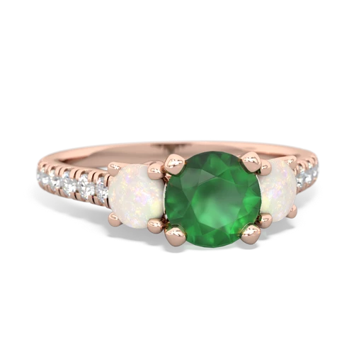 Emerald Genuine Emerald with Genuine Opal and Genuine Aquamarine Pave Trellis ring Ring