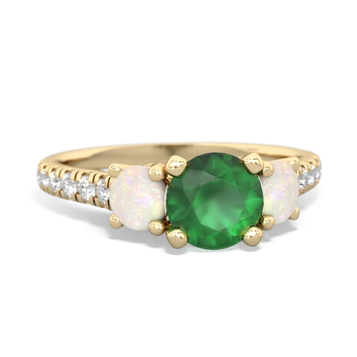 Emerald Genuine Emerald with Genuine Opal and  Pave Trellis ring Ring