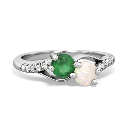 emerald-opal two stone infinity ring