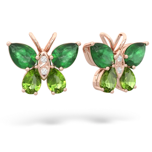 emerald-peridot butterfly earrings