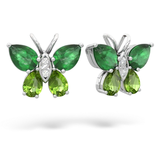 emerald-peridot butterfly earrings
