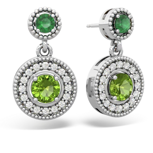 Emerald Genuine Emerald with Genuine Peridot Halo Dangle earrings Earrings