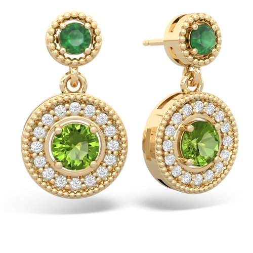 Emerald Genuine Emerald with Genuine Peridot Halo Dangle earrings Earrings