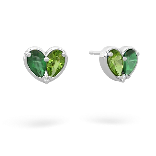 emerald-peridot one heart earrings