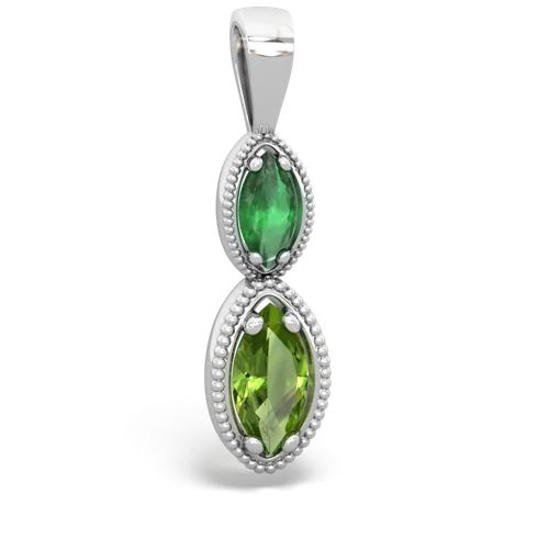 Emerald Genuine Emerald with Genuine Peridot Antique-style Halo pendant Pendant