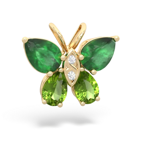 emerald-peridot butterfly pendant