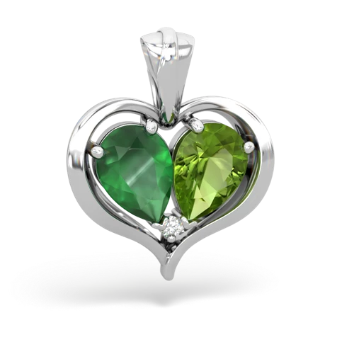 emerald-peridot half heart whole pendant