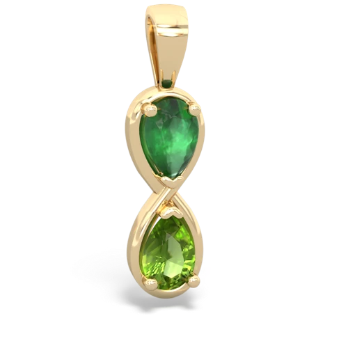 Emerald Genuine Emerald with Genuine Peridot Infinity pendant Pendant
