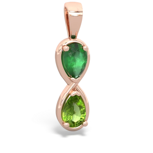 emerald-peridot infinity pendant