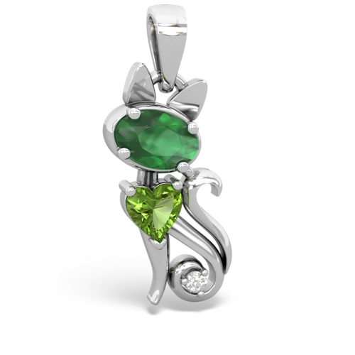Emerald Genuine Emerald with Genuine Peridot Kitten pendant Pendant