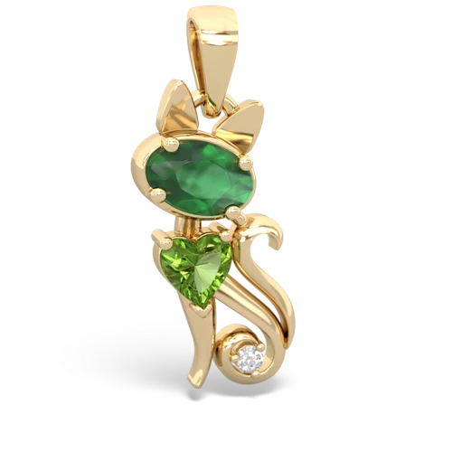 Emerald Genuine Emerald with Genuine Peridot Kitten pendant Pendant