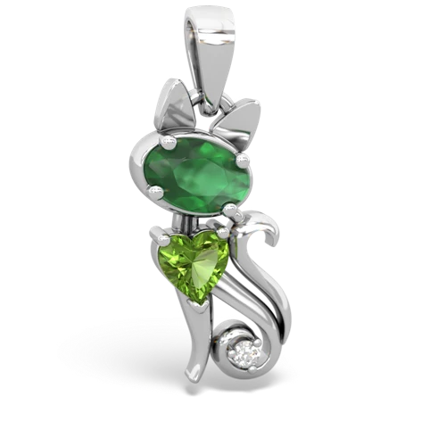 emerald-peridot kitten pendant