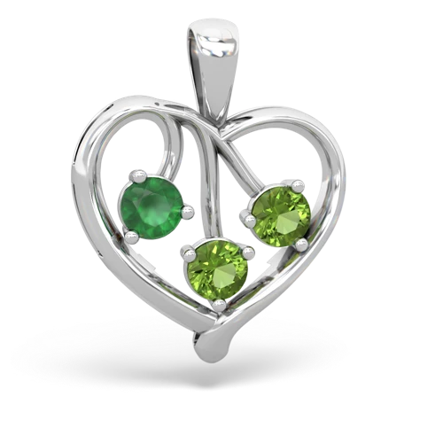 Emerald Genuine Emerald with Genuine Peridot and  Glowing Heart pendant Pendant