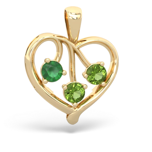 emerald-peridot love heart pendant