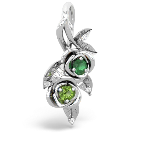 Emerald Genuine Emerald with Genuine Peridot Rose Vine pendant Pendant