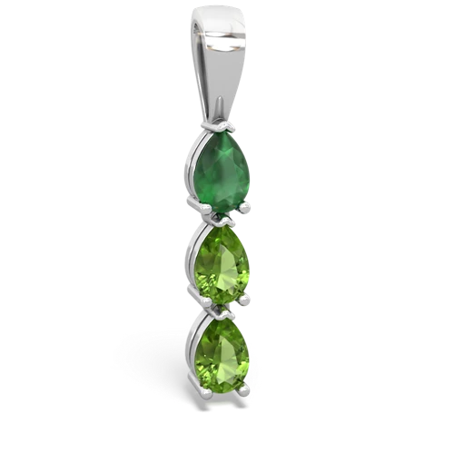 Emerald Genuine Emerald with Genuine Peridot and  Three Stone pendant Pendant