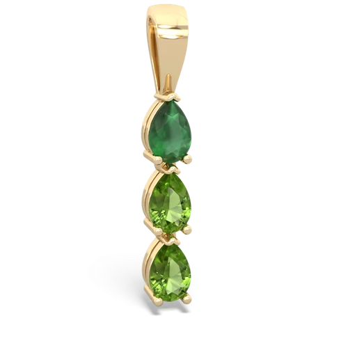 Emerald Genuine Emerald with Genuine Peridot and Lab Created Ruby Three Stone pendant Pendant