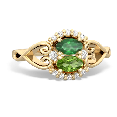 Emerald Genuine Emerald with Genuine Peridot Love Nest ring Ring