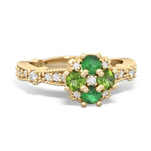 emerald-peridot art deco engagement ring