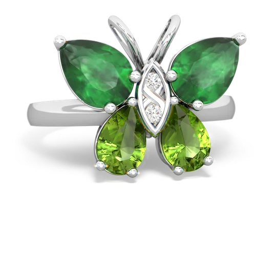 emerald-peridot butterfly ring
