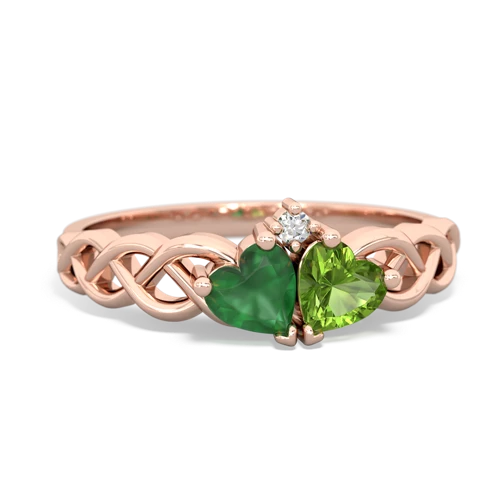 emerald-peridot celtic braid ring