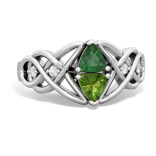 Emerald Genuine Emerald with Genuine Peridot Keepsake Celtic Knot ring Ring