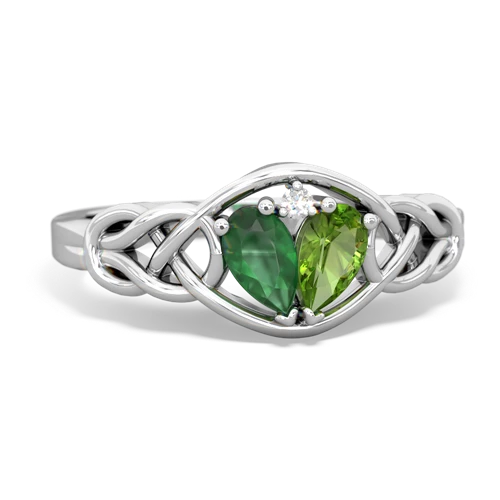 Emerald Genuine Emerald with Genuine Peridot Celtic Love Knot ring Ring