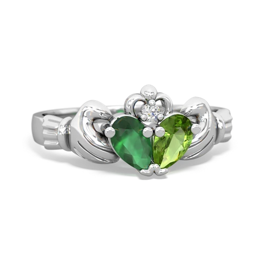 Emerald Genuine Emerald with Genuine Peridot Claddagh ring Ring