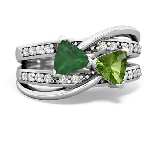 Emerald Genuine Emerald with Genuine Peridot Bowtie ring Ring