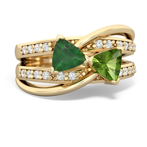 Emerald Genuine Emerald with Genuine Peridot Bowtie ring Ring