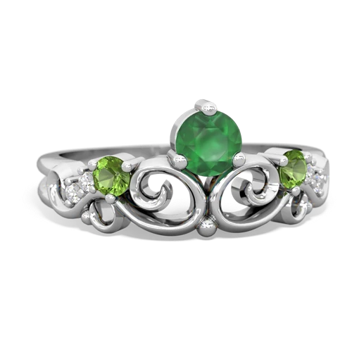 Emerald Genuine Emerald with Genuine Peridot and Lab Created Ruby Crown Keepsake ring Ring