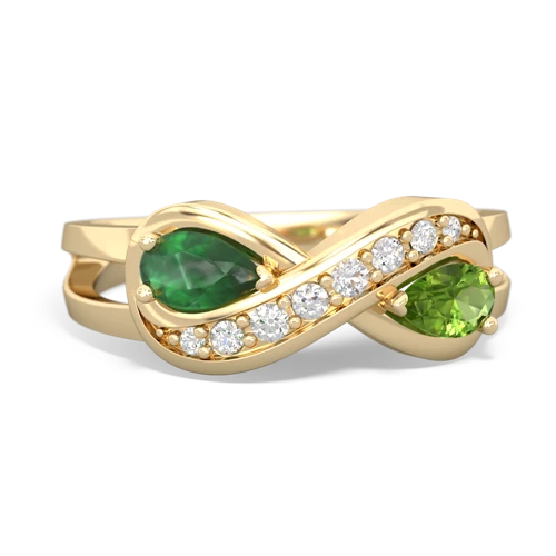 Emerald Genuine Emerald with Genuine Peridot Diamond Infinity ring Ring