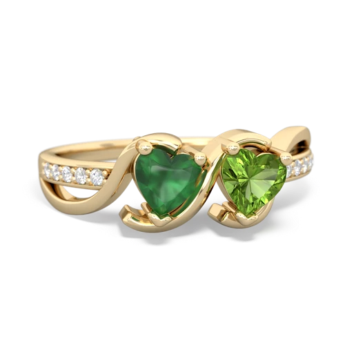 Emerald Genuine Emerald with Genuine Peridot Side by Side ring Ring
