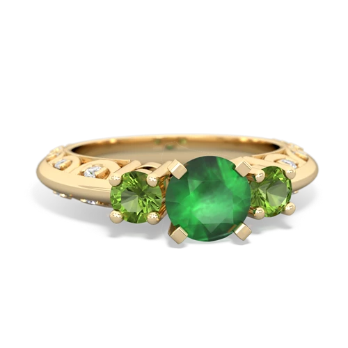 emerald-peridot engagement ring