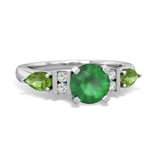 Emerald Genuine Emerald with Genuine Peridot and  Engagement ring Ring